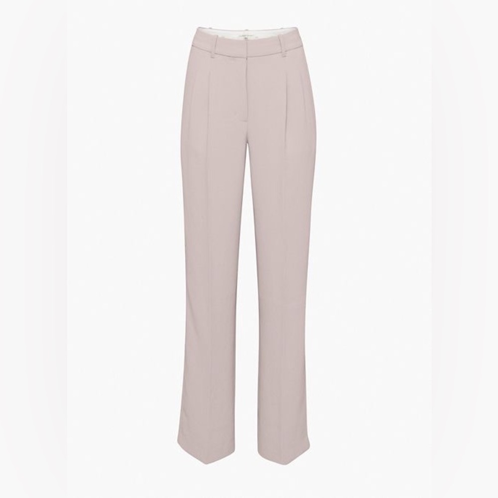 Aritzia Cream High-Waisted Wide-Leg Trousers